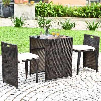 Dwight Rectangular 2 - Person 26'' Long Bistro Set with Cushions - Image 0