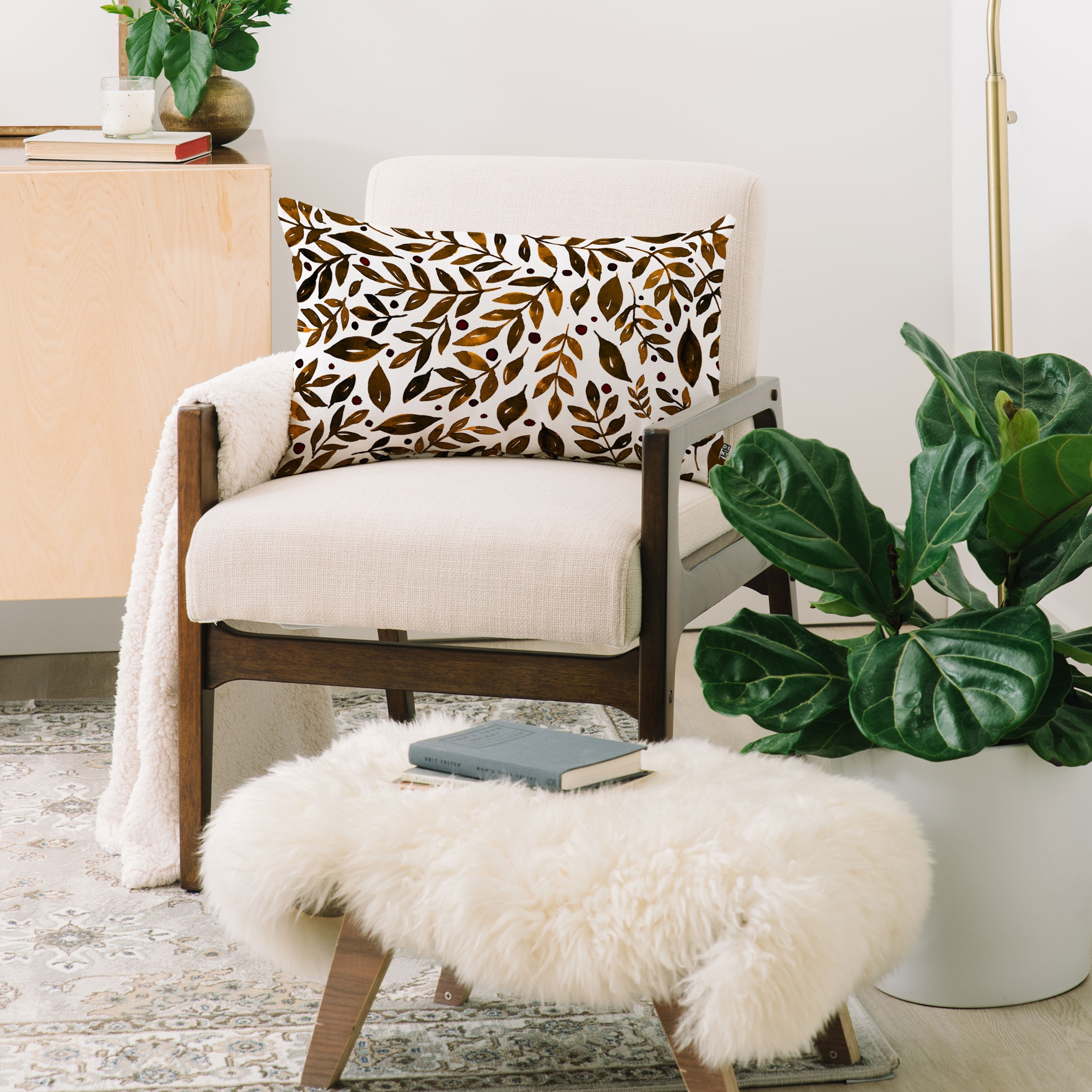 Autumn Branches by Angela Minca - Oblong Throw Pillow 23" x 14" - Image 1