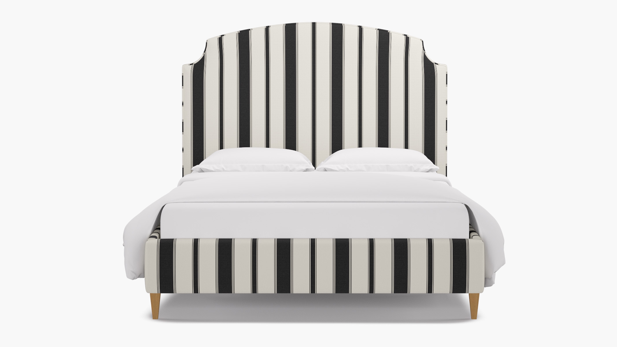 Cove Bed, Ink Clarence Stripe, Natural Square Tapered Leg, King - Image 0