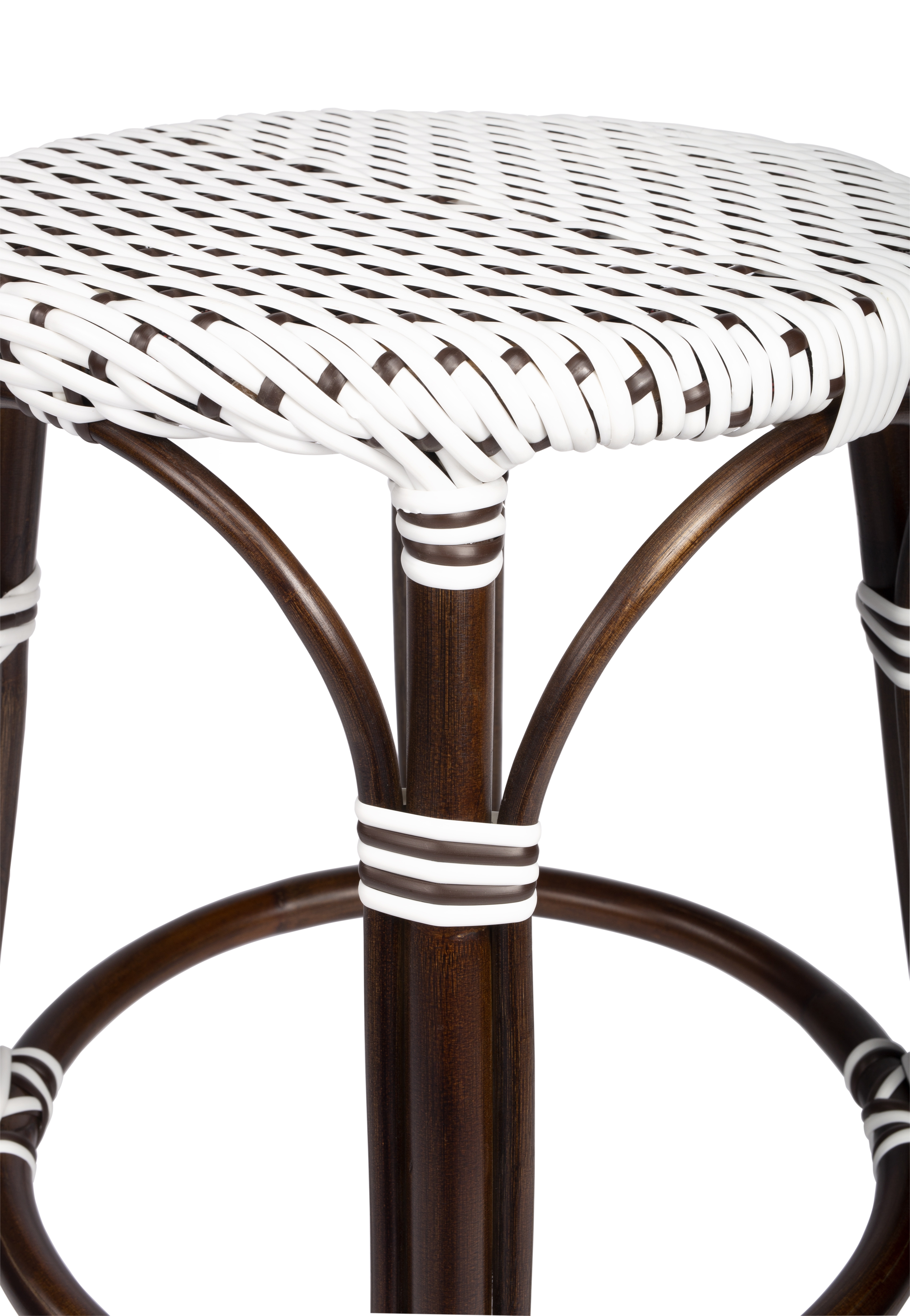 Tobias White/Brown Dot / Dark Brown Rattan Frame Counter Stool - Image 3
