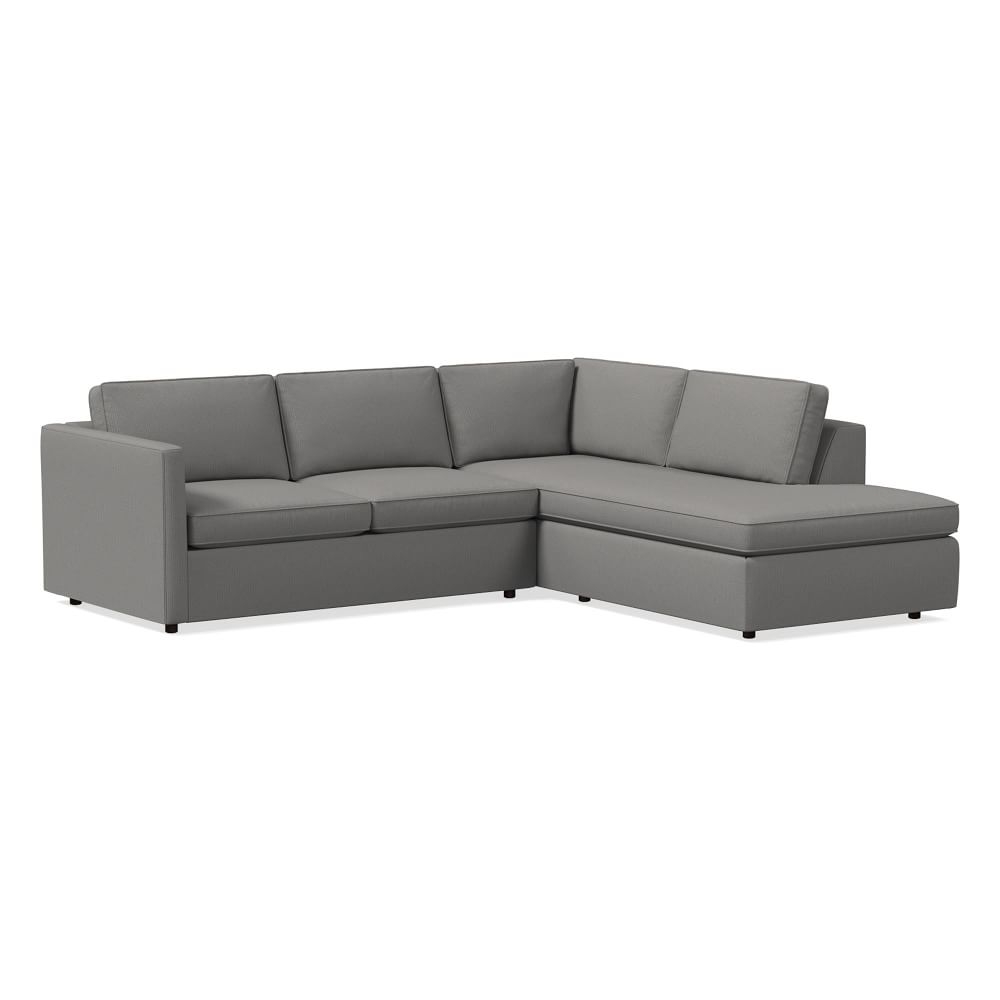 Harris 106" Right Multi Seat 2-Piece Bumper Chaise Sectional, Standard Depth, Performance Washed Canvas, Storm Gray - Image 0