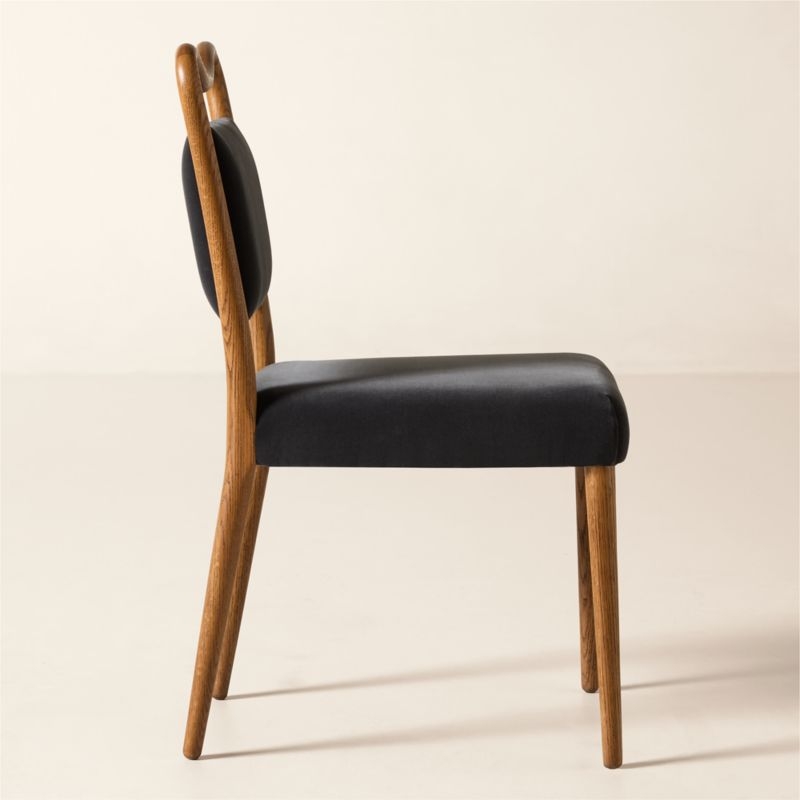 Monte Oak and Charcoal Grey Velvet Dining Chair Set of 4 - Image 2
