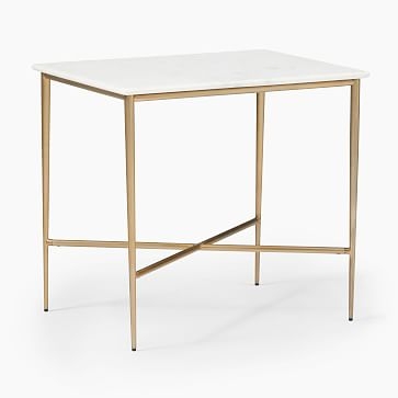 Neve Square Side Table, White Marble - Image 1