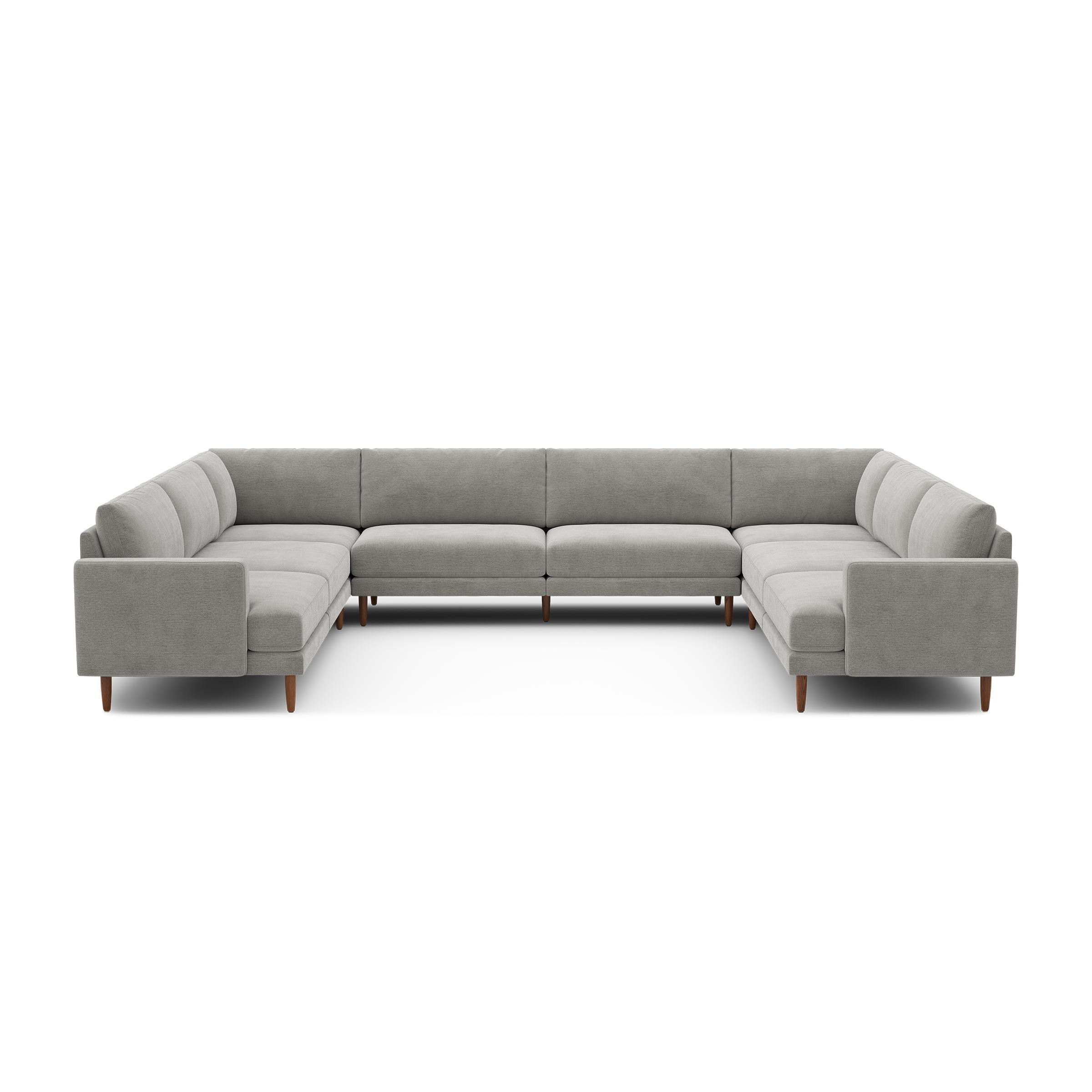 Ember U-Sectional - 140" x 121" / Crushed Gravel - Performance Chenille / Walnut - Wood - Image 0