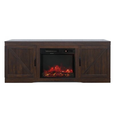 Fireplace TV Stand With Barn Door ,Wood Media Entertainment Console For Living Room - Image 0