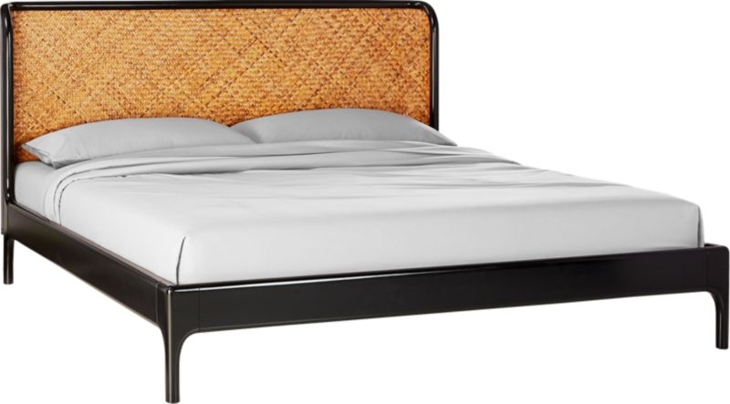 Miri Black and Rattan Queen Bed - Image 6