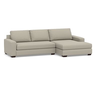 Big Sur Square Arm Upholstered Left Arm Loveseat with Double Chaise Sectional and Bench Cushion, Down Blend Wrapped Cushions, Chenille Basketweave Pebble - Image 0