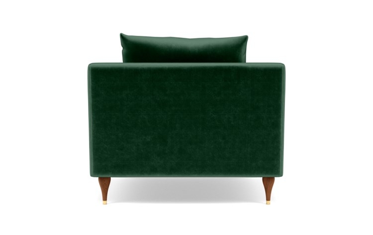 Sloan Accent Chair with Green Malachite Fabric, down alternative cushions, and Oiled Walnut with Brass Cap legs - Image 3