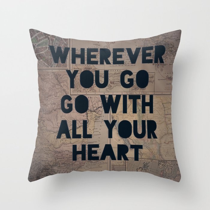 Go With All Your Heart Couch Throw Pillow by Leah Flores - Cover (24" x 24") with pillow insert - Indoor Pillow - Image 0