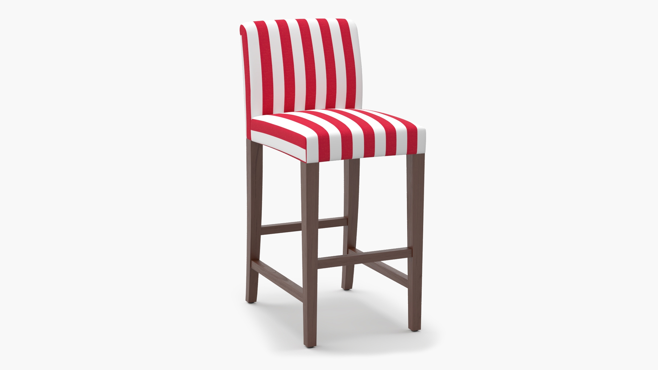 Signature Dining Bar Stool, Red Cabana Stripe, Natural Square Tapered Leg - Image 1