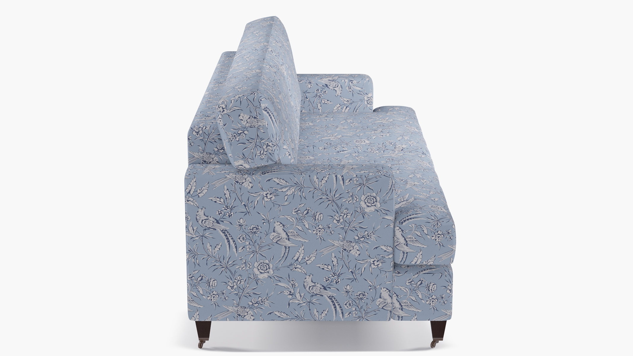 Classic Sofa, Blue Aviary, Espresso with Antique Brass Caster - Image 2