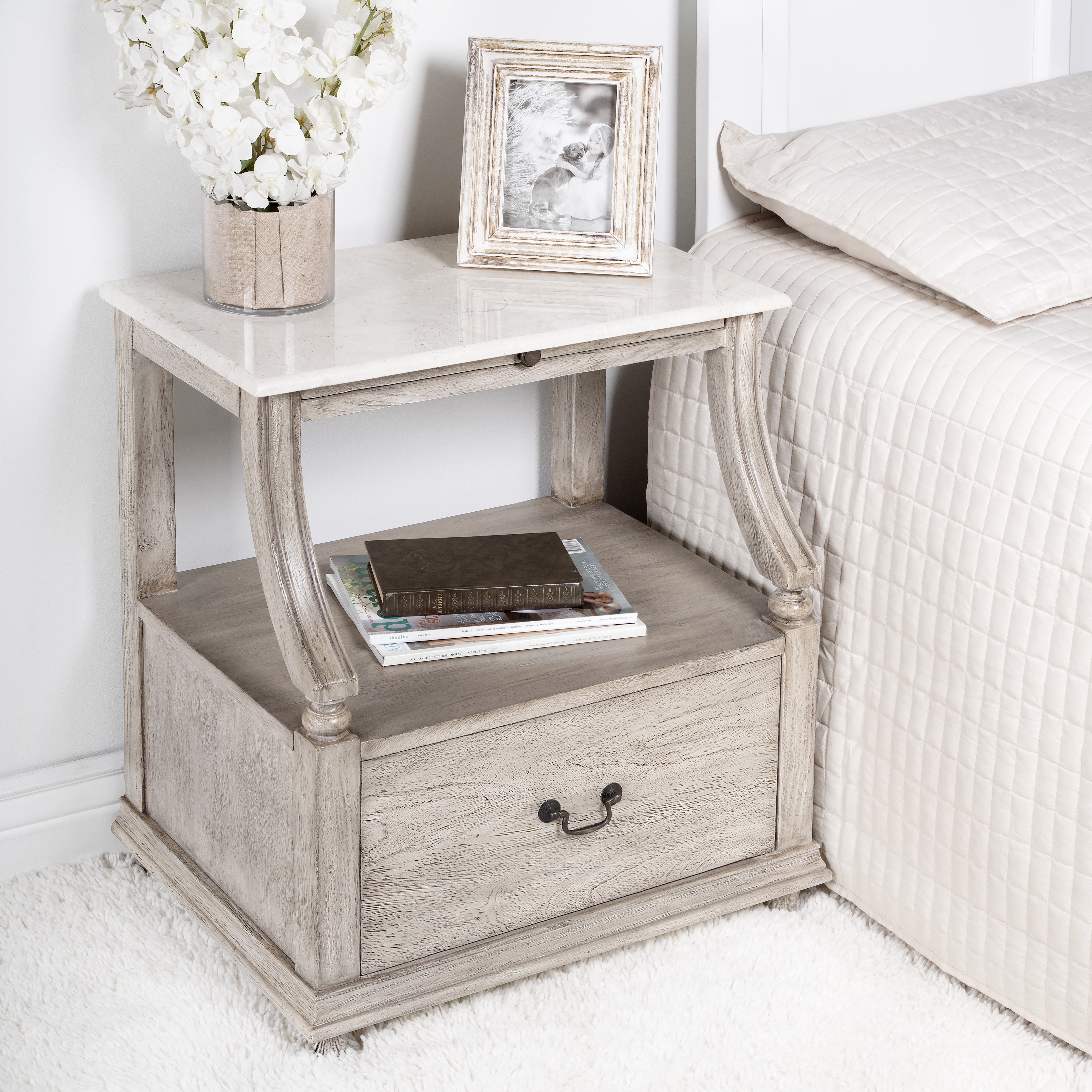 Mabel Rustic Gray Nightstand - Image 1
