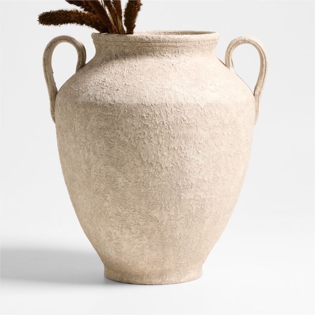 Antiguo White Terracotta Vase 16" - Image 0