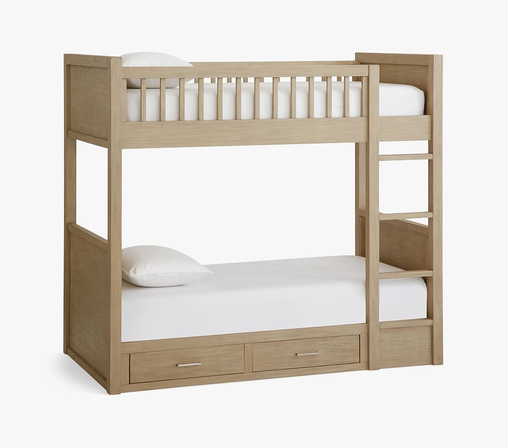Bennett Twin-over-Twin Bunk Bed, Sand, In-Home Delivery - Image 0