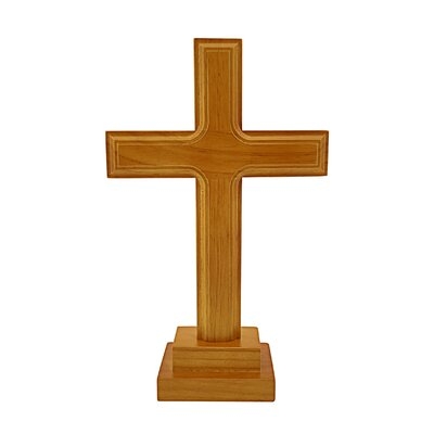 Fleur De Lis Living® 11.2 X 7 X 0.8" Tabletop Rubber Wood Cross Standing Cross For Christian Church Altar Home Prayer Area Mantel Display 552ABCFCBB534EFFA087438A6C07A209 - Image 0