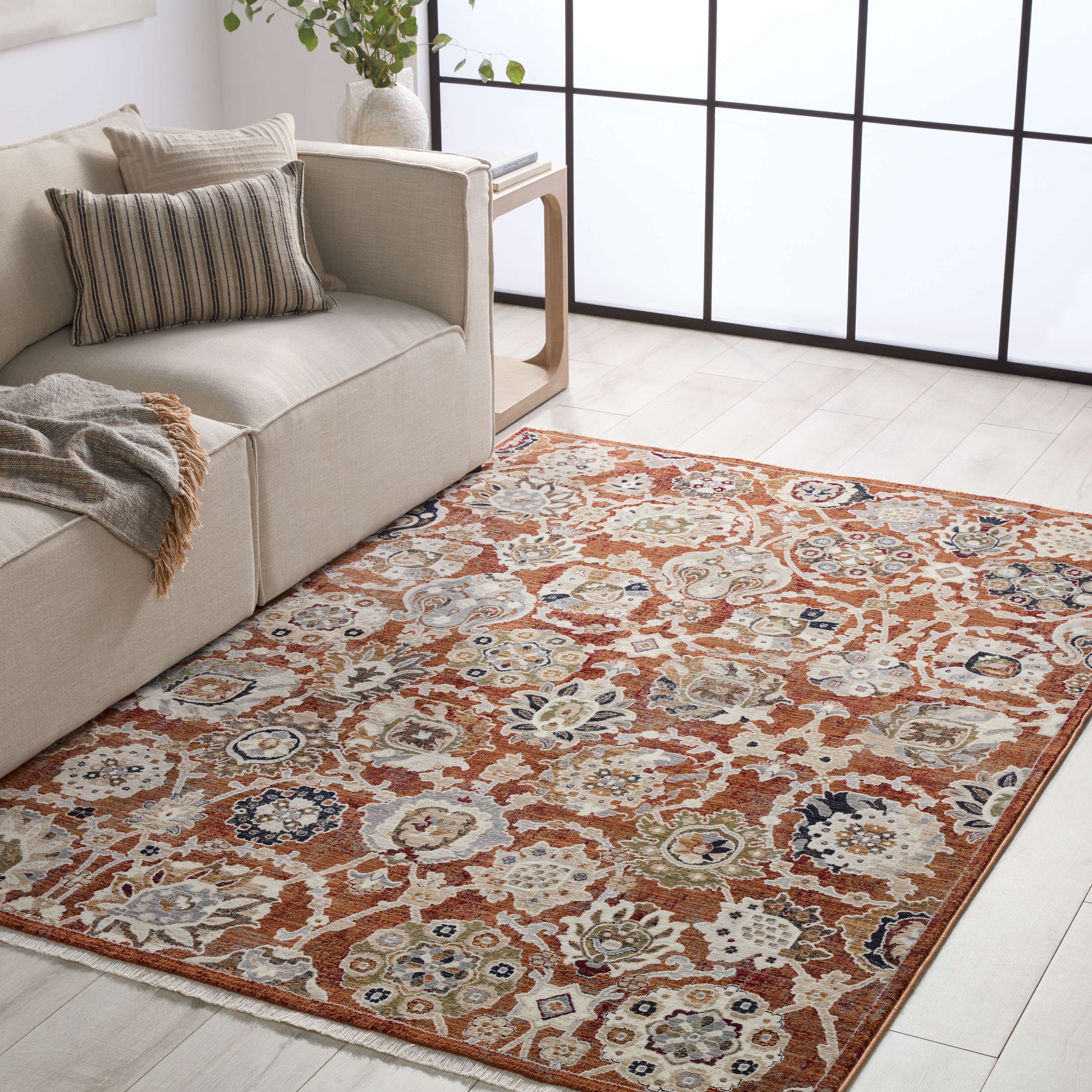 Vibe by Althea Floral Orange/ Cream Area Rug (8'X10'6") - Image 4