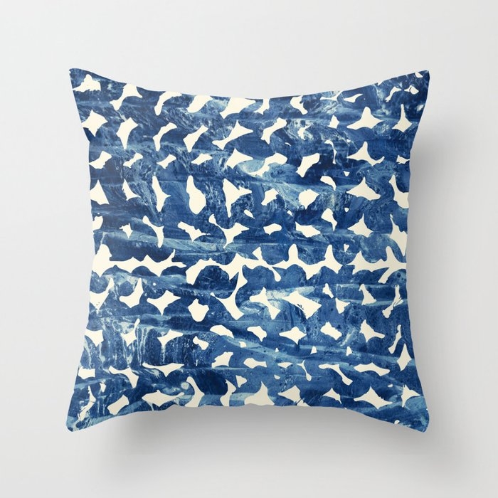 Indigo Love Throw Pillow by Grace - Cover (16" x 16") With Pillow Insert - Indoor Pillow - Image 0