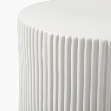 Textured (16") Collection Large 16 Inch Side Table, White - Image 3