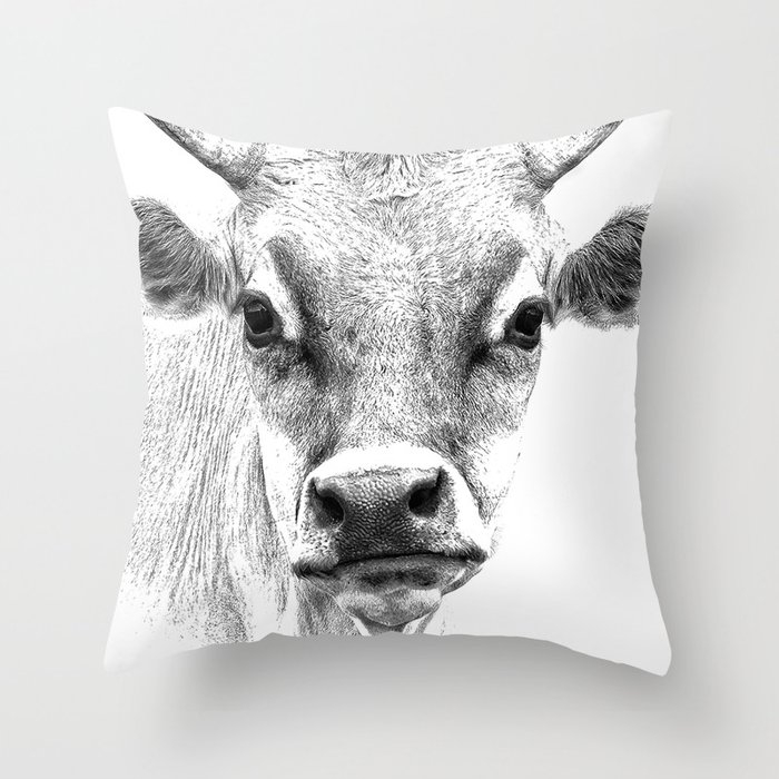 815 Cow Throw Pillow by Christina Lynn Williams - Cover (20" x 20") With Pillow Insert - Indoor Pillow - Image 0
