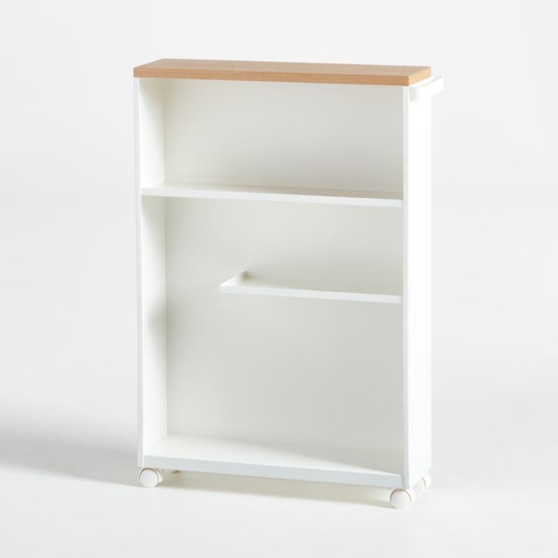 Yamazaki White Rolling Bathroom Cart - Image 2