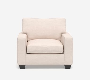 PB Comfort Square Arm Upholstered Grand Armchair 42.5", Box Edge Down Blend Wrapped Cushions, Performance Heathered Basketweave Alabaster White - Image 2