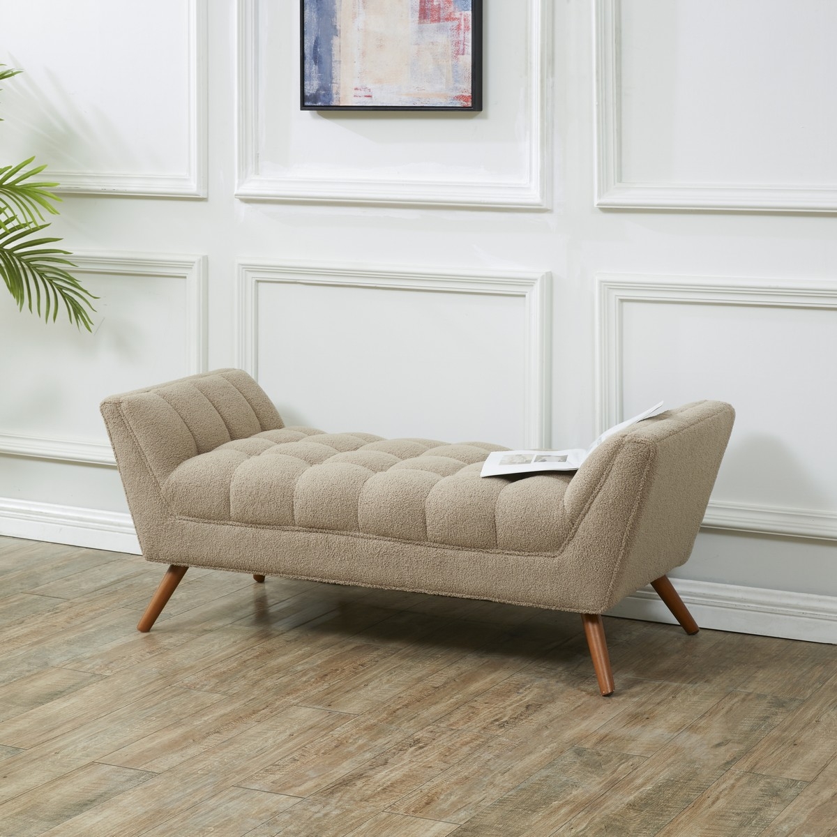 Damian Tufted Bench - Brown / Dark Brown - Image 1
