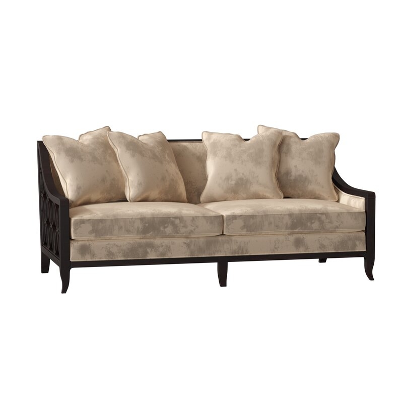 Caracole Classic Social Butterfly Sofa Body Fabric: Buckwheat Velvet, Frame Color: Antique Silver/Gold - Image 0