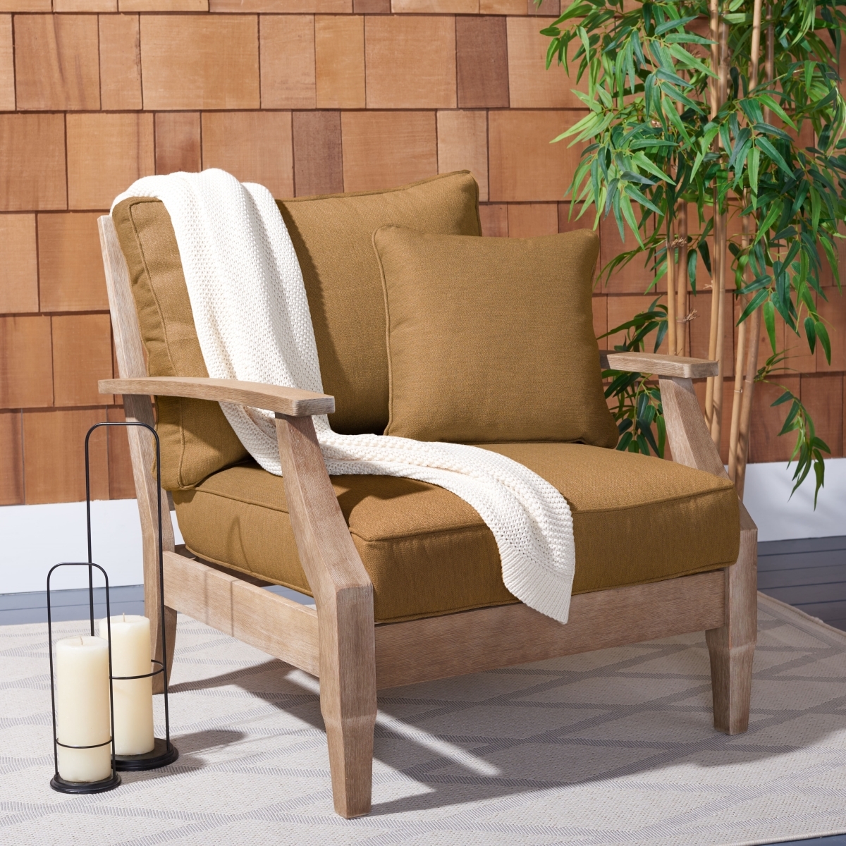 Martinique Wood Patio Armchair - Natural/Brown - Image 1