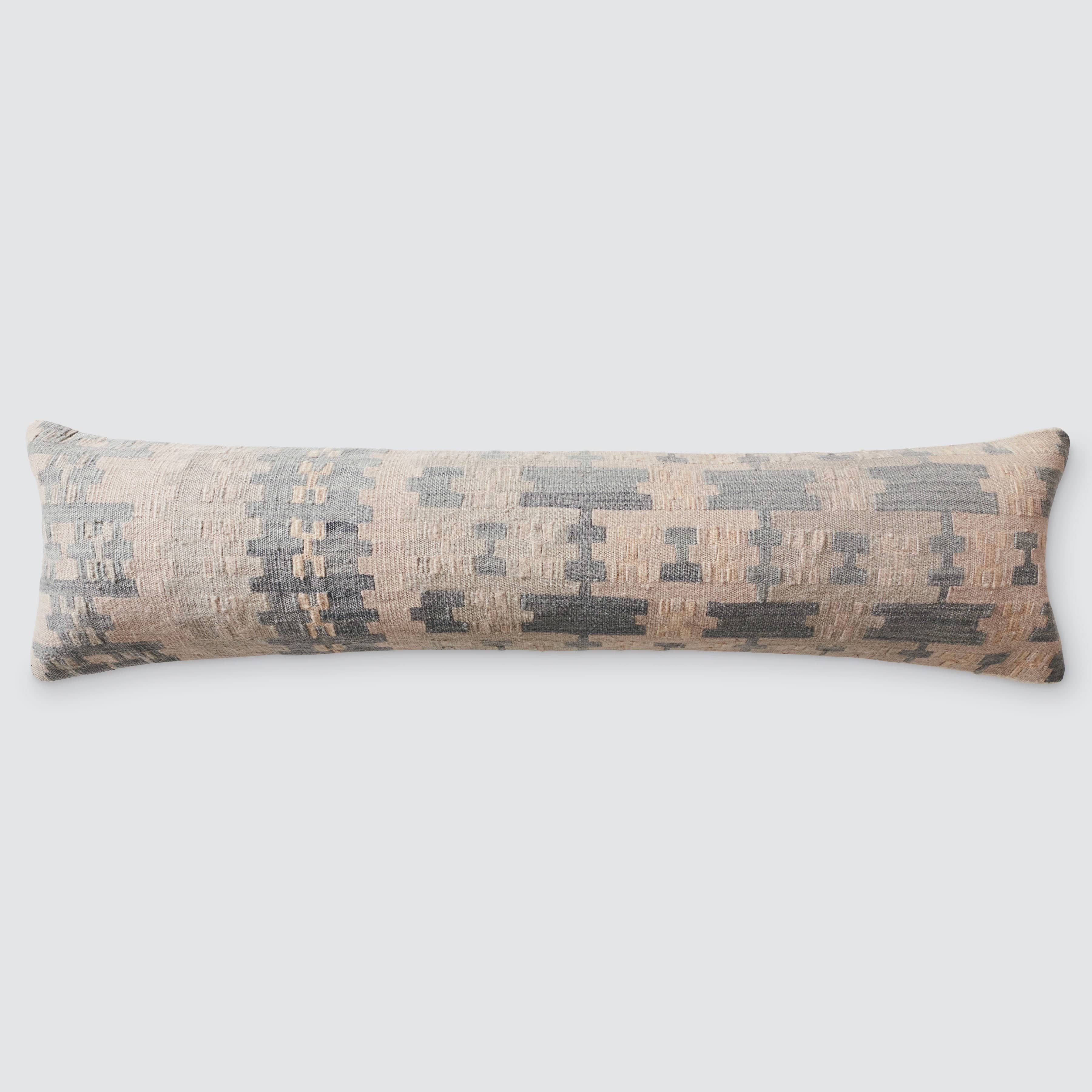 The Citizenry Akara Kilim Lumbar Pillow | 12" x 48" | Blue - Image 2