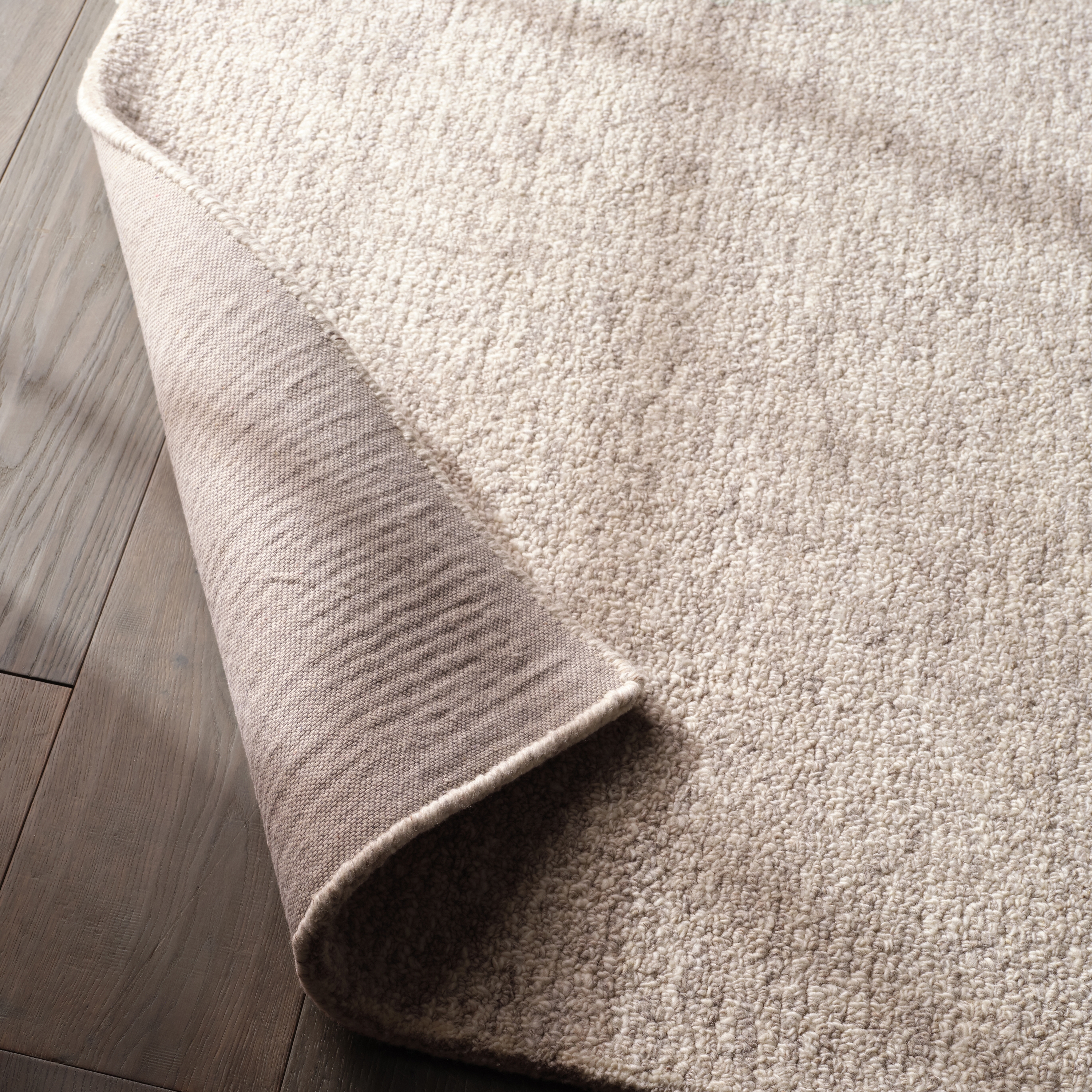 Oland BRT09 Handmade Solid Ivory and Light Taupe Area Rug (12'x15') - Image 4