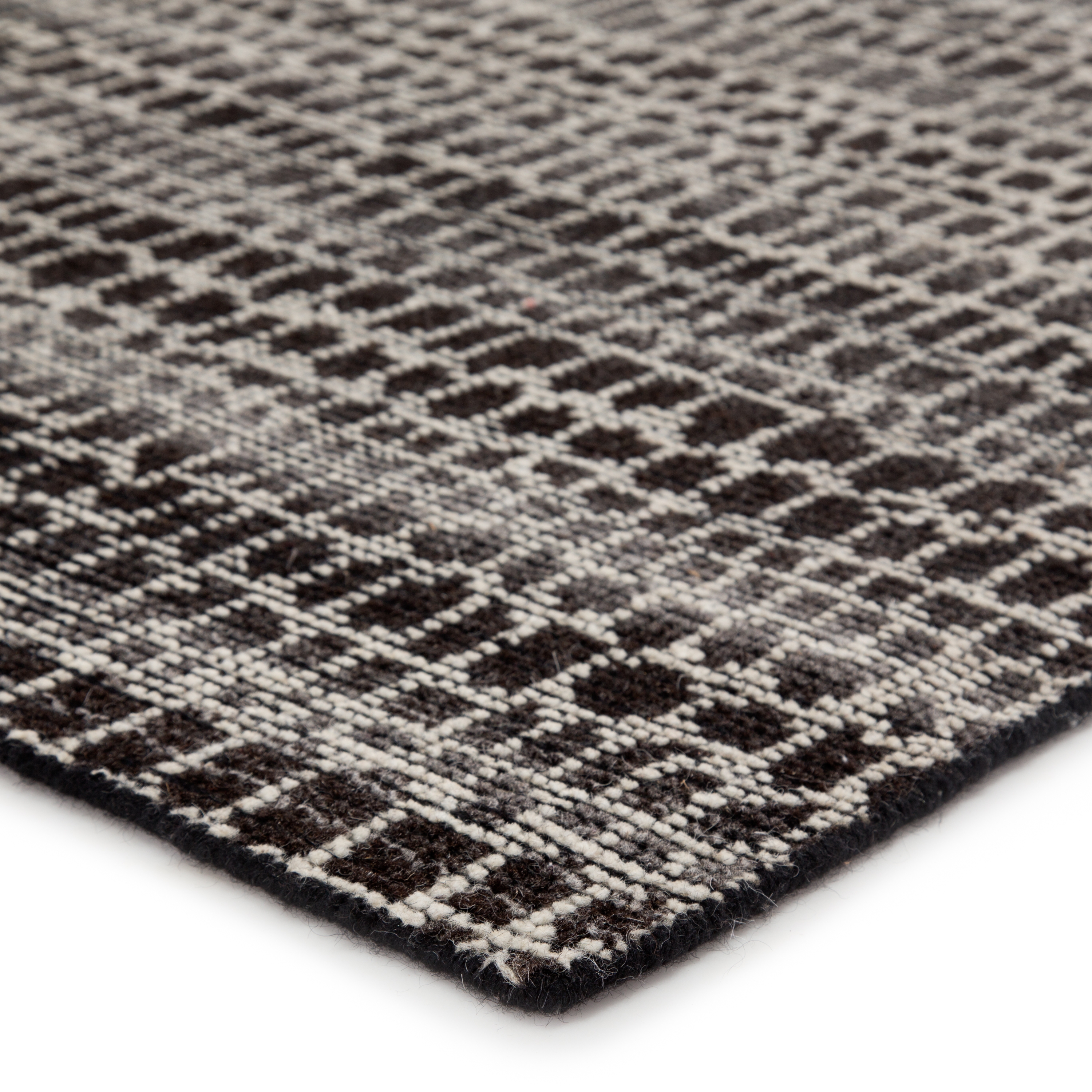 Pollack by Kinetic Hand-knotted Trellis Black/ Ivory Runner Rug (3'X10') - Image 1