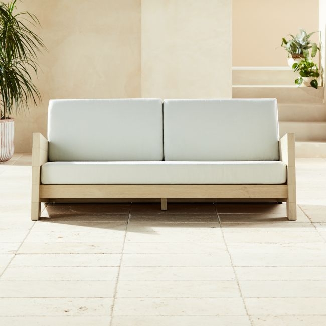 Lunes White Outdoor Loveseat - Image 0