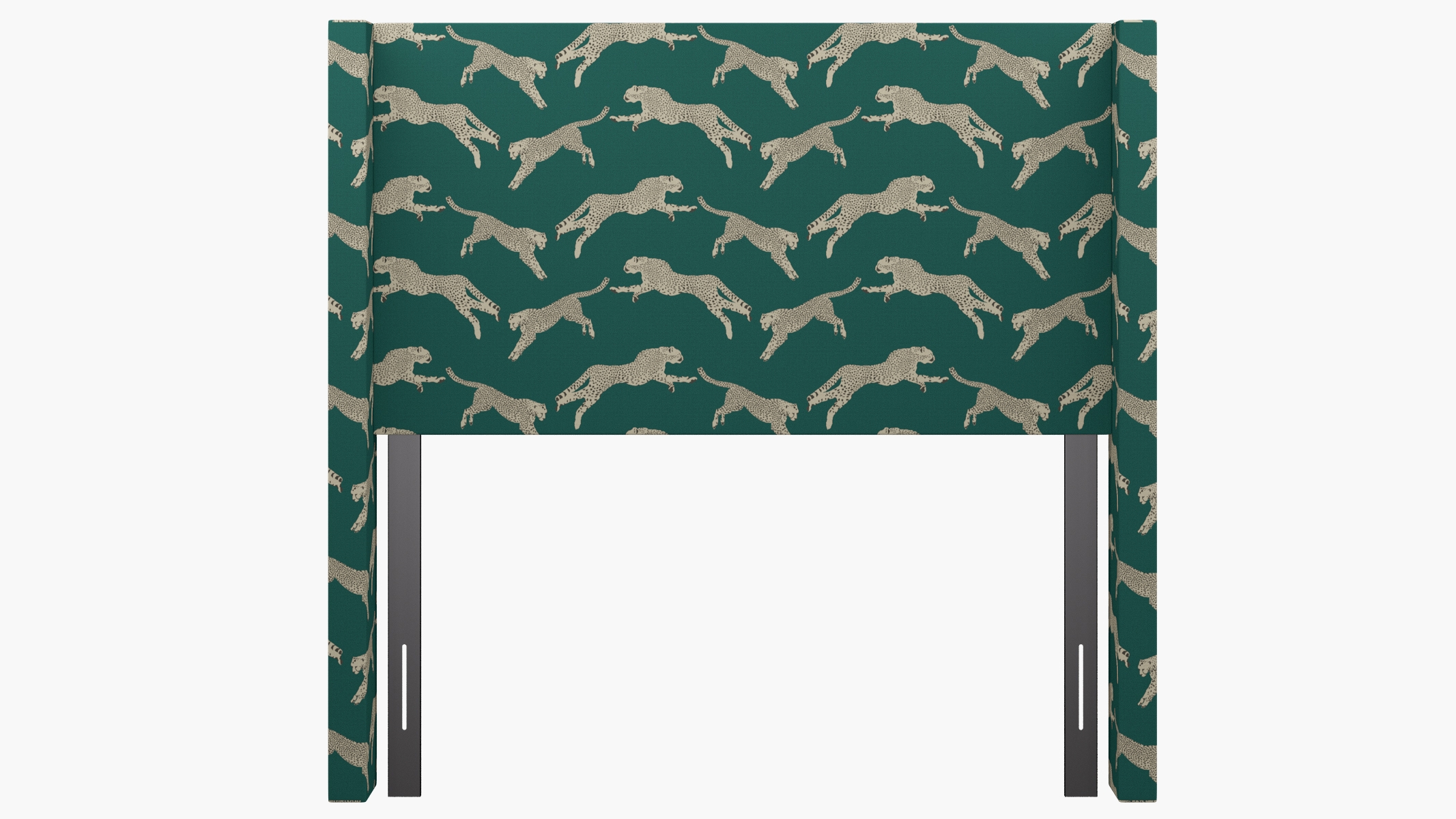 Modern Wingback Headboard, Polo Green Cheetah, Full - Image 1