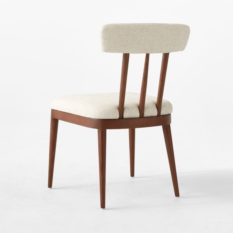 Arcos Oak Wood and Ivory Upholstered Dining Chair Set of 4 - Image 5