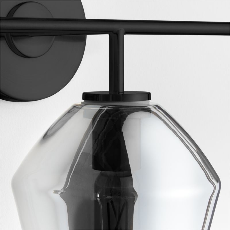 Arren Black 3-Light Wall Sconce with Silver Angled Shades - Image 3