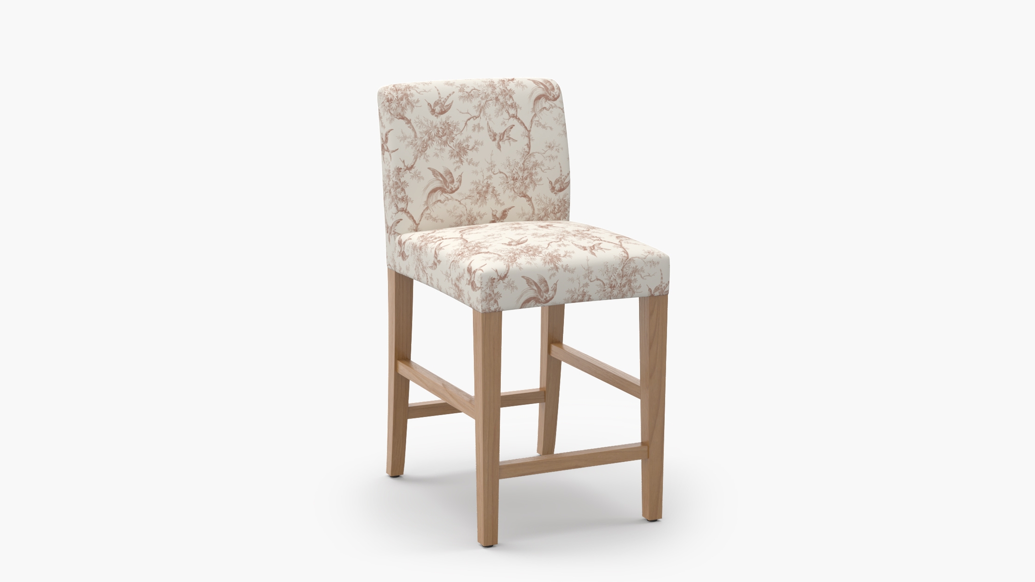 Signature Dining Counter Stool, Terracotta Swallows, Natural Square Tapered Leg - Image 1