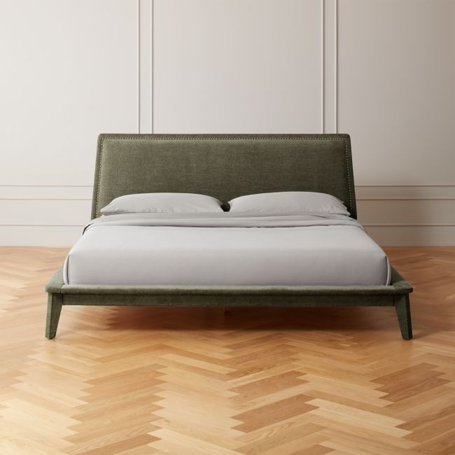 Atria Upholstered Nailhead King Bed Grey - Image 0