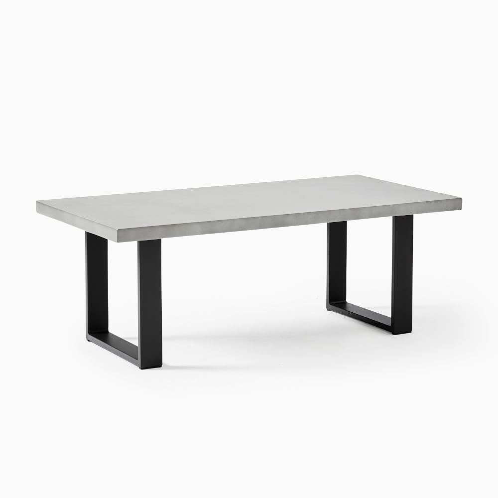 Portside Aluminum Outdoor Concrete 50.5 in Rectangle Coffee Table, Dark Bronze - Image 0