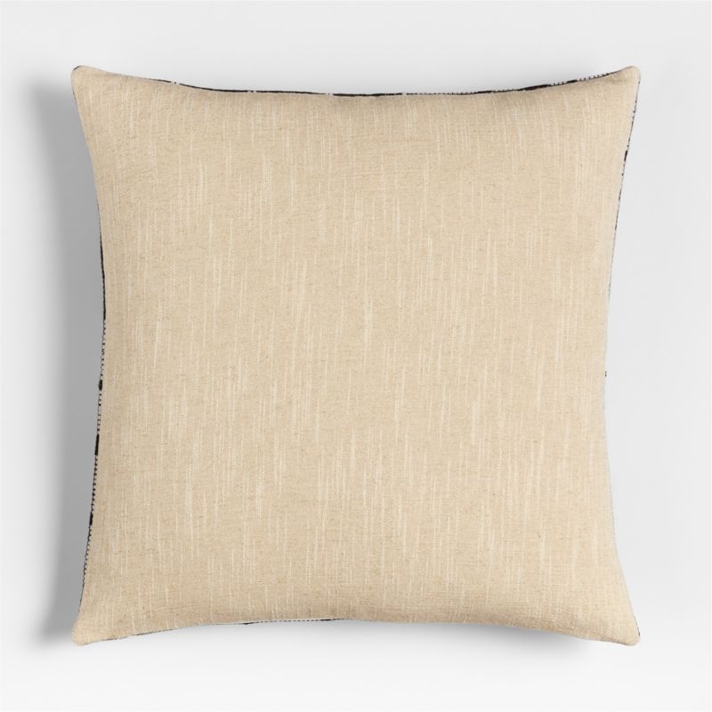 Wool/Linen Plaid 23"x23" Midnight Navy Throw Pillow with Feather Insert - Image 3