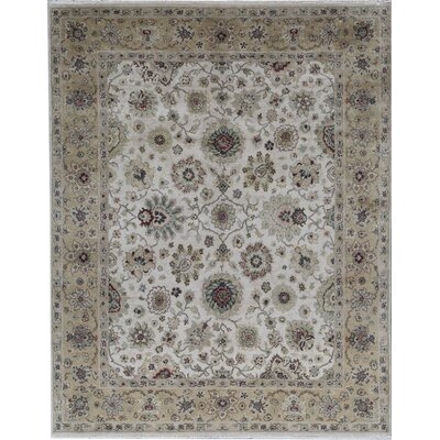 One-of-a-Kind Hand-Knotted Ivory/Gold 7'11" x 10' Wool Area Rug - Image 0