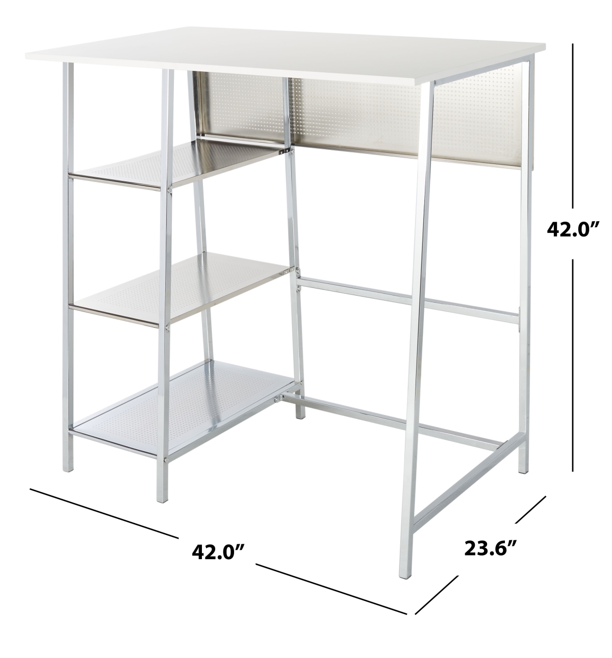 Hayden 3 Shelf Standing Desk - White / Chrome - Safavieh - Image 7