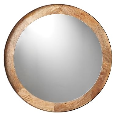 Round Wood and Metal Wall Mirror, Wood/Metal, Large - Image 0