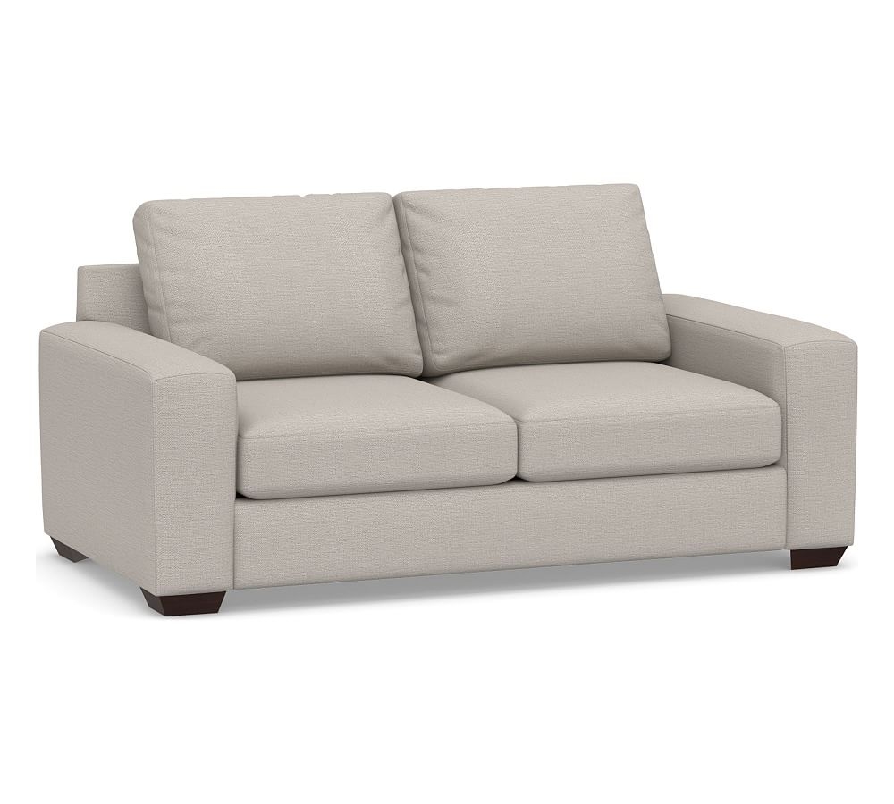 Big Sur Square Arm Upholstered Loveseat 76", Down Blend Wrapped Cushions, Chunky Basketweave Stone - Image 0