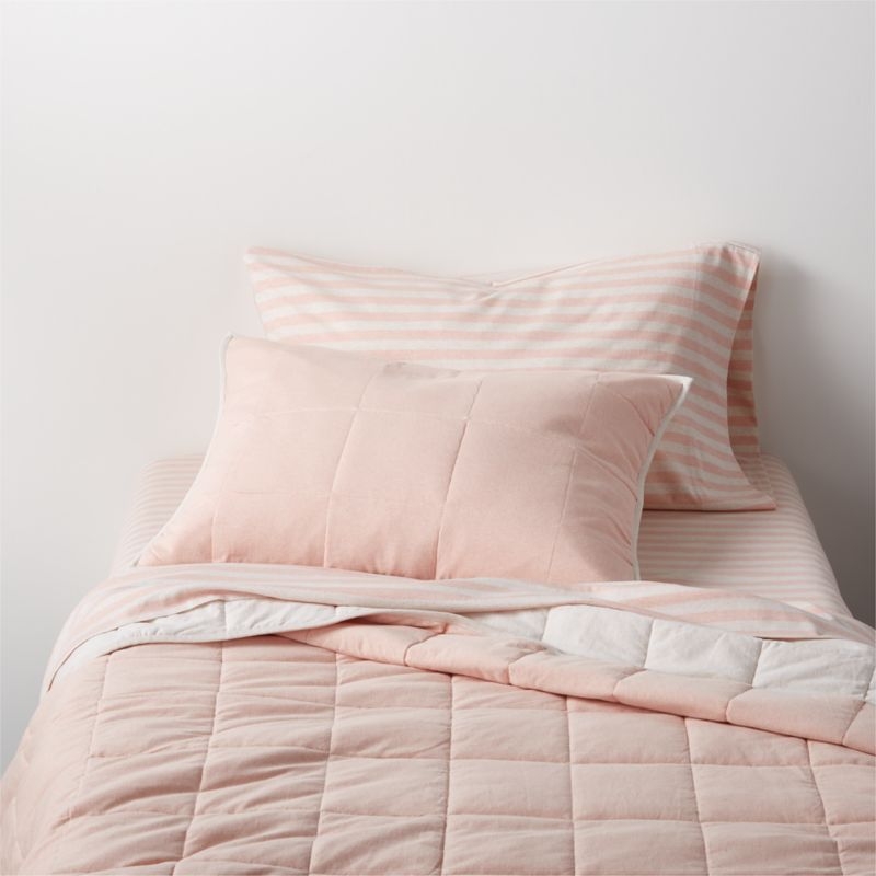 Comfy Tee Pink Reversible Cotton Jersey Kids Pillow Sham - Image 4