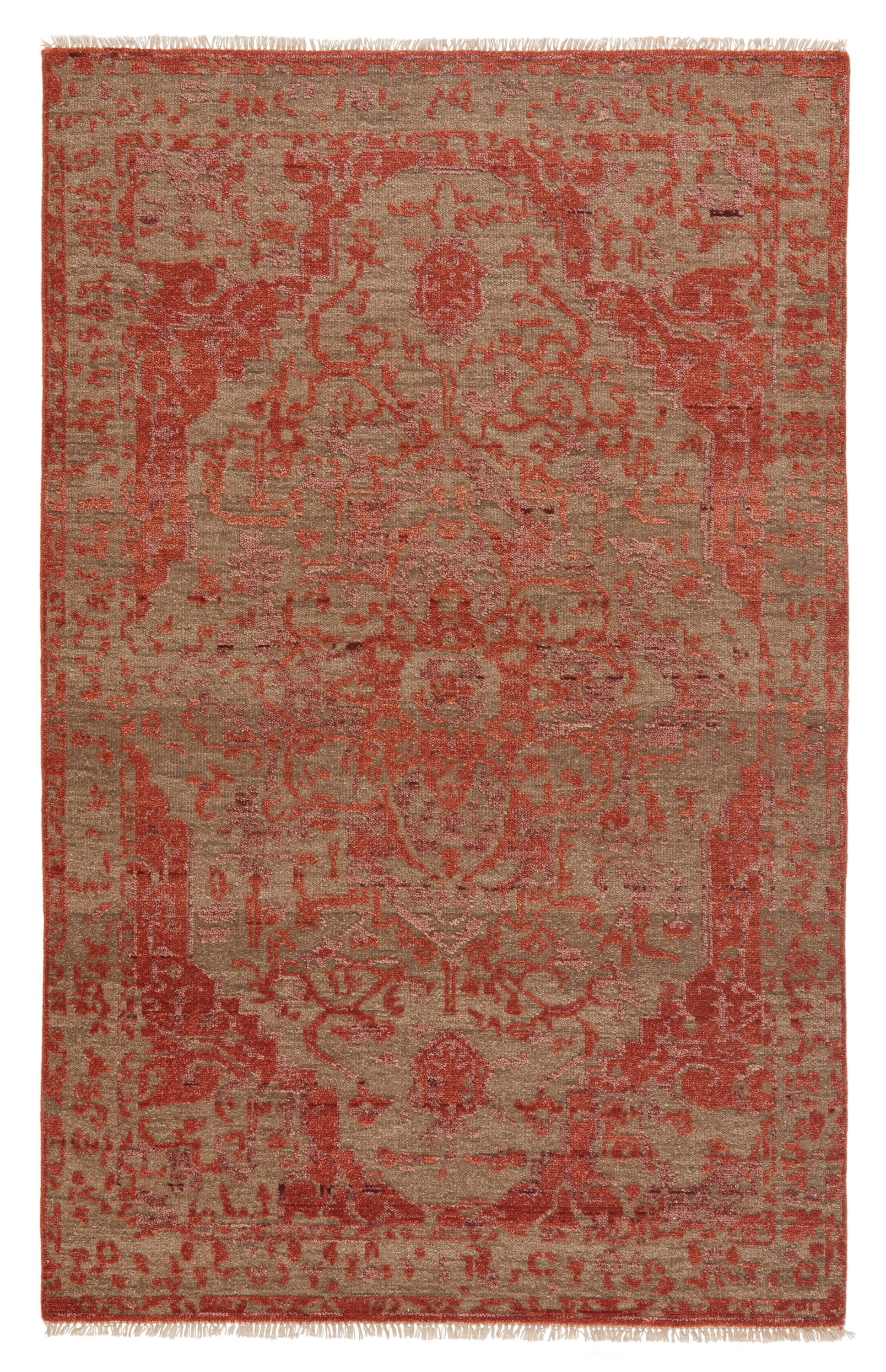 Azar Hand-Knotted Medallion Rust/ Taupe Area Rug (9'X12') - Image 0