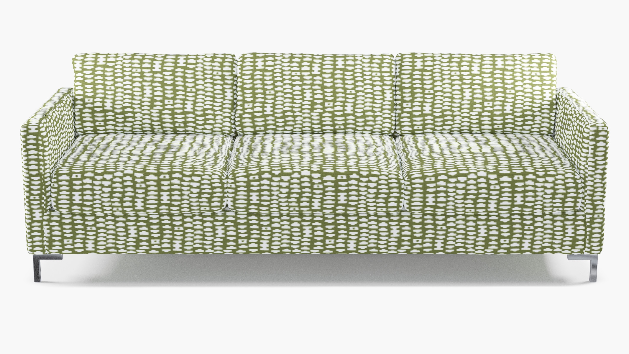 Modern Sofa, Olive Odalisque, Chrome L Leg - Image 0