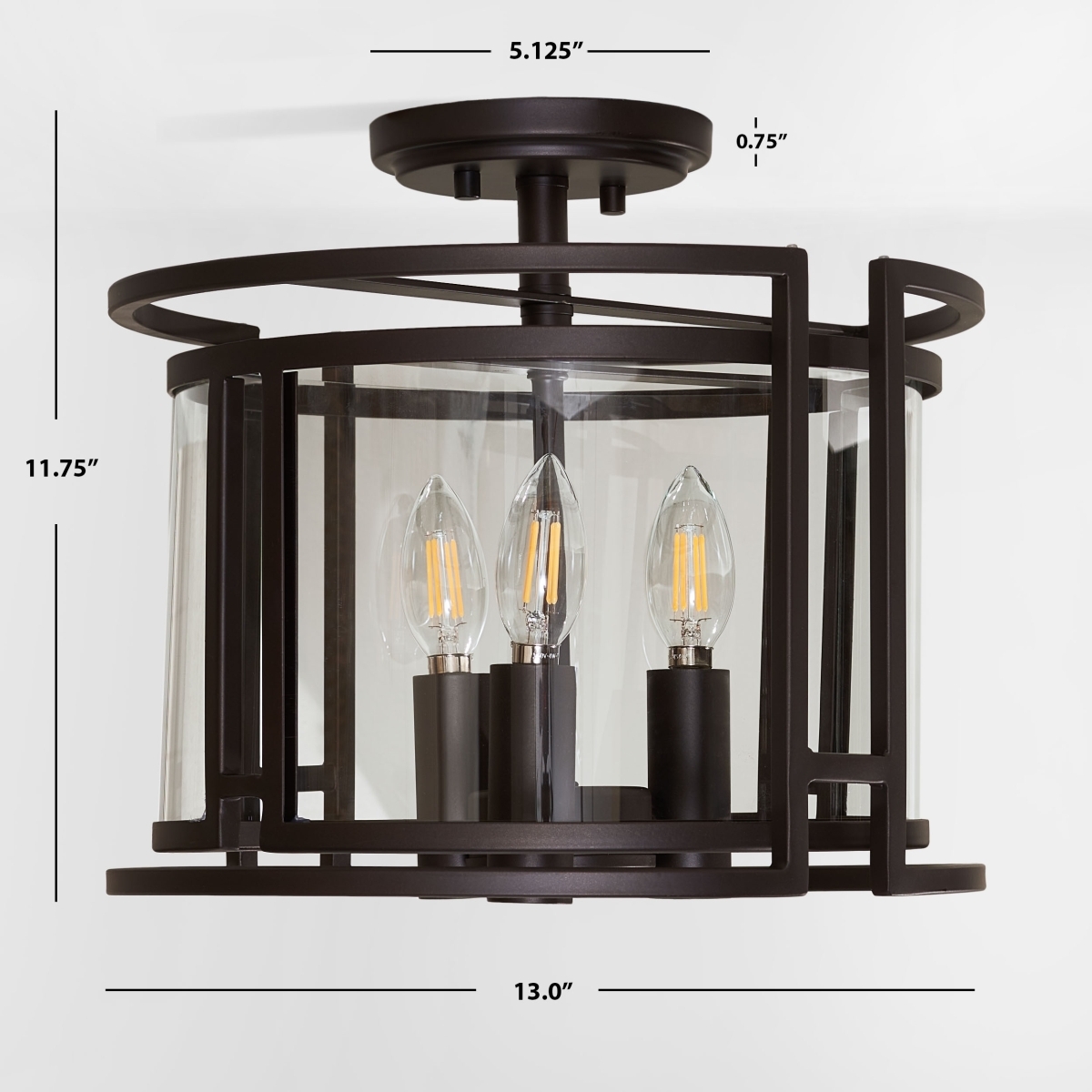 Yarlin 3Lt 13" Flush Mount - Bronze/Clear - Image 4