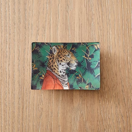 Dapper Decoupage Dishes, Small Rectangle, Cheetah - Image 0