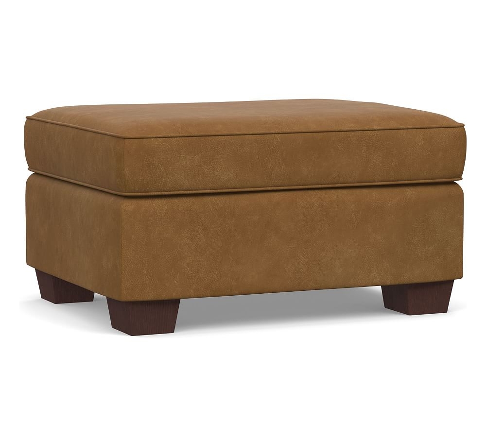 PB Comfort Leather Ottoman, Polyester Wrapped Cushions, Nubuck Camel - Image 0