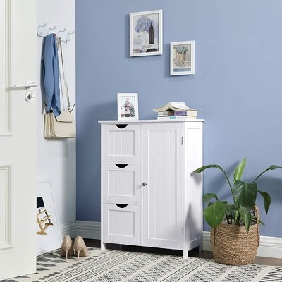 Bathroom Storage Cabinet,Classic White Cabinet,White Floor Cabinet With 3 Large Drawers And 1 Adjustable Shelf. - Image 0
